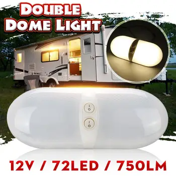

12V 72 LED RV Fixture Ceiling For Camper Trailer Marine Double Dome Light Car Interior Light Reading Light White
