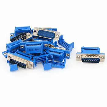 

10pcs D-SUB DB15 15 Pin Male IDC Type Crimp Threaded Connector for Flat Cable