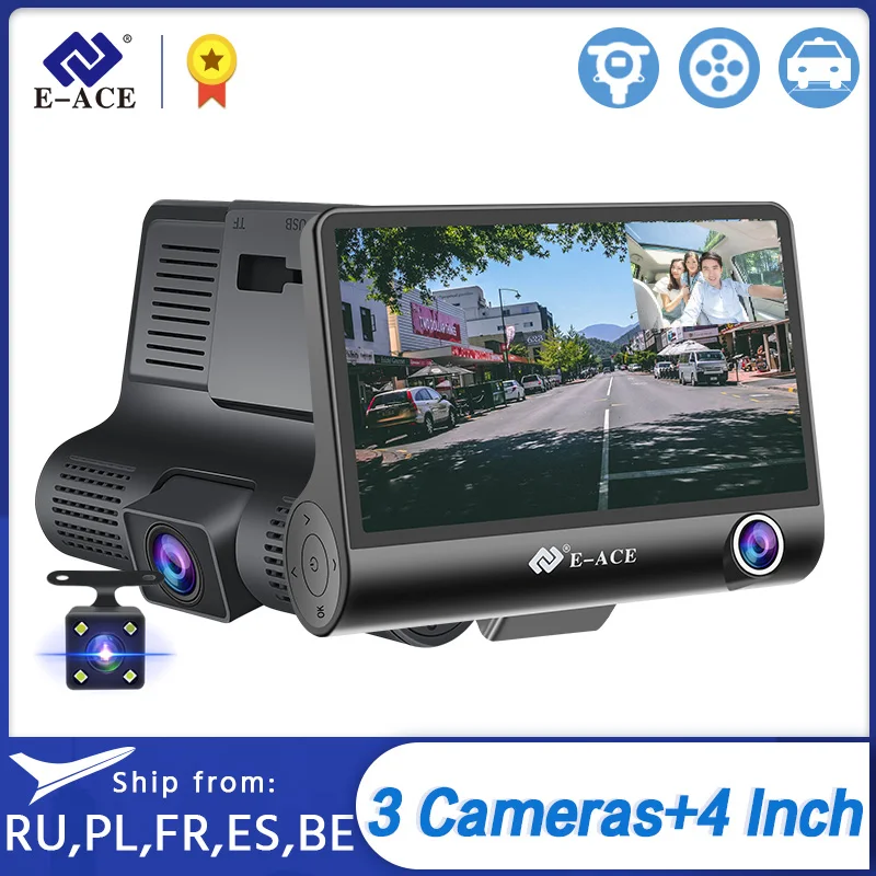 E ACE Car Dvr 4.0 Inch Dash Cam FHD 1080P Video Recorder Car Camera Auto Dashcam With Rear View Camera Registrator Dvrs|DVR/Dash Camera| - AliExpress