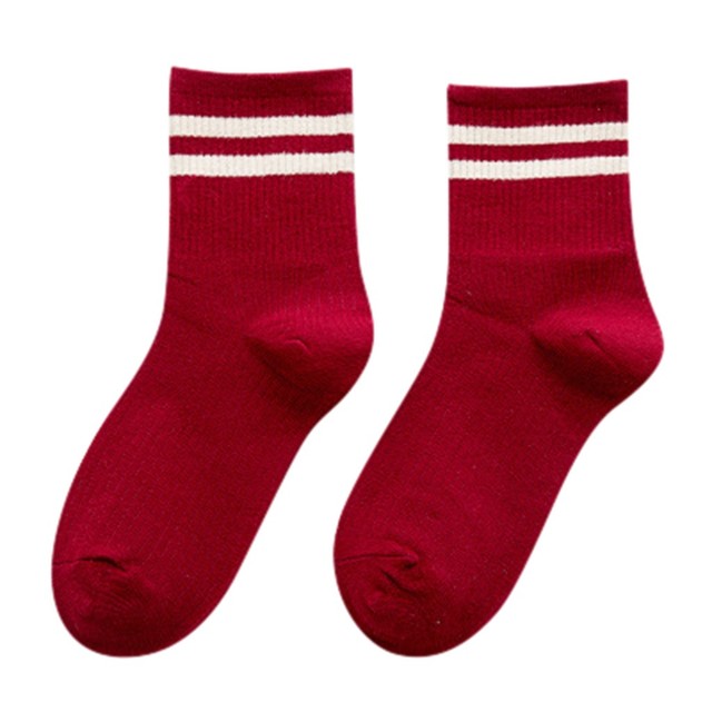 Cute Japanese High School Girls Cotton Loose Striped Crew Socks Colorful Women Soxes Harajuku Designer Retro Yellow White