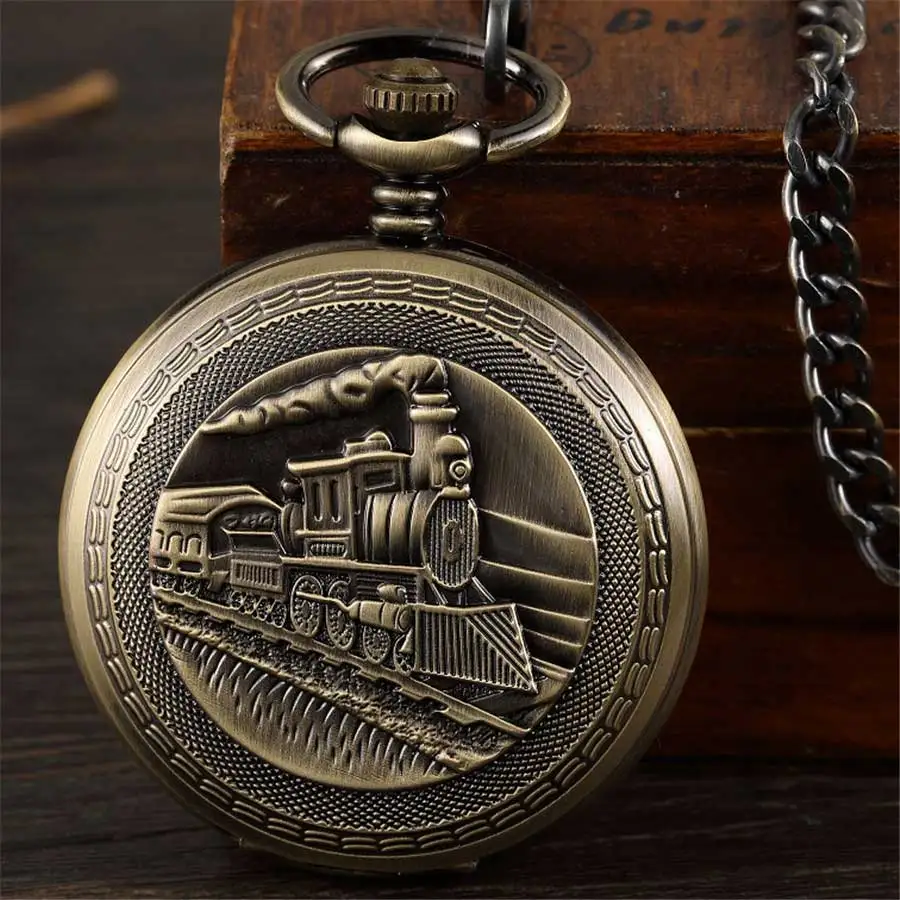 Винтажный локомотив двигатель железнодорожный поезд стимпанк светодиодный карманные часы для мужчин женщин Очаровательное ожерелье с подвесками часы Relogio Bolso - Цвет: Mechanical 1