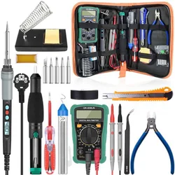 Kit de fer à souder électrique, 110V/220V, 60W, avec sac à outils de soudage multimètre, avec affichage numérique 