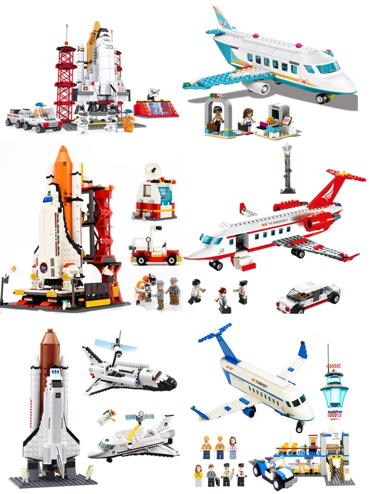 

City Series Spaceport Space Shuttle Launch Center Rocket Building Block Bricks friends plane Airplane Toys For Children legoed
