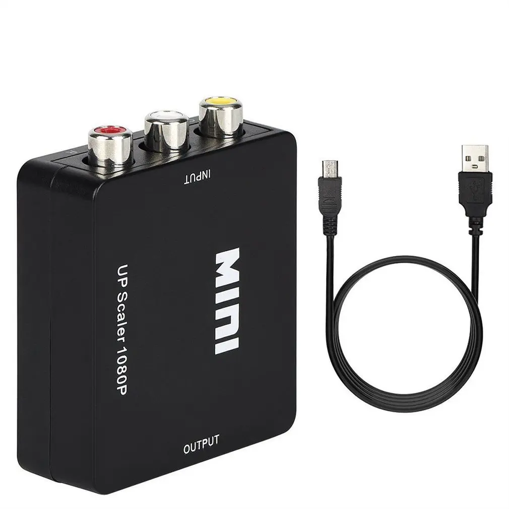 Портативный размер Черный RCA AV к HDMI-совместимый конвертер/адаптер подходит для