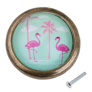 Flamingo Flower Cabinet Knobs Dia138inch Circle Shape Drawer Kitchen Cabinets Dresser Cupboard Wardrobe Pulls Handles