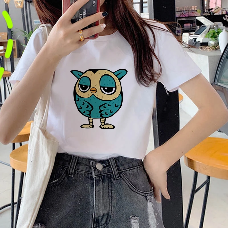 2020 Fashion Women Harajuku Cartoon owl Printed T Shirt Casual Short Sleeve Women's T-shirt Soft Female T shirt