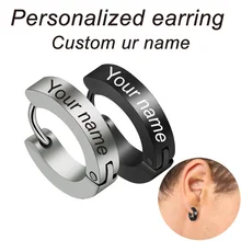 Персонализированные пользовательские имя серьги выгравированы с вашим именем панк серьги-гвоздики для мужчин и женщин унисекс из нержавеющей стали титановый гвоздик серьги