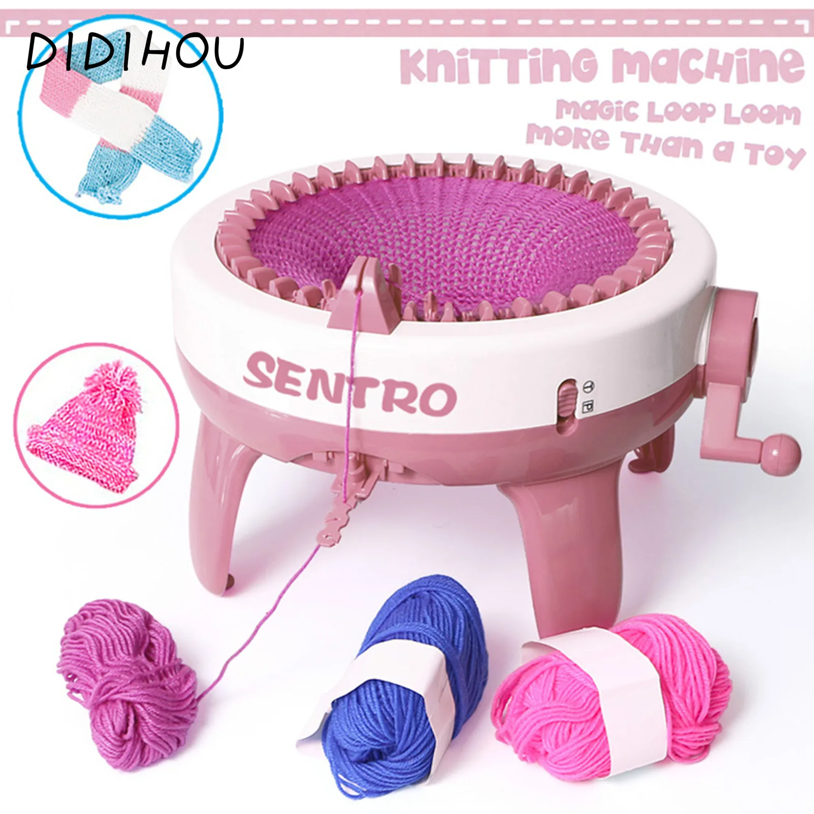 

20/40 Needle DIY Big Hand Knitting Machine Weaving Loom knit for Scarf Children Learning Toy Knitting Tools Threader Sewing Tool