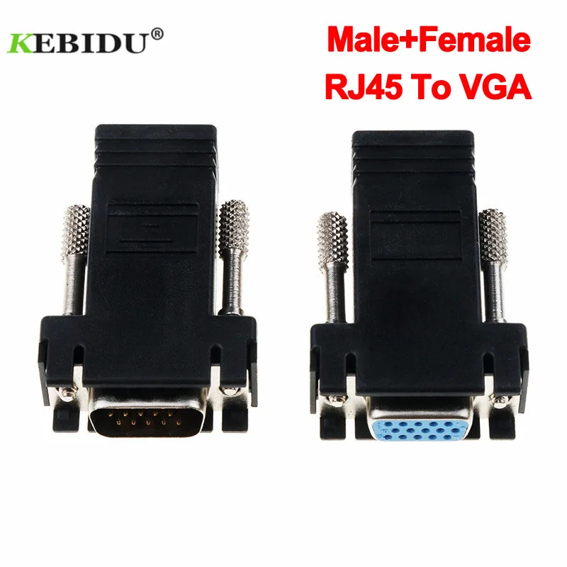 Kebidu штекер к локальной сети CAT5 CAT6 RJ45 сетевой Ethernet кабель Женский адаптер RJ45 К VGA удлинитель компьютер дополнительный переключатель адаптер - Цвет: Белый