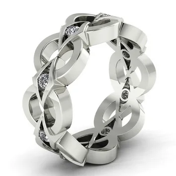 

Huitan Simple Design Women Ring Wedding Engagement Party Female Finger Ring Hollow Out Band Crystal Zircon Fashion Jewelry