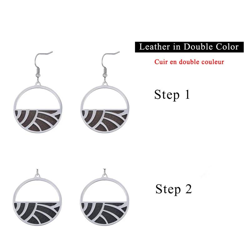 Cremo Stainless Steel Drop Earring Trendy Boucle D'oreille Femme Interchangeable Leather Earing for Women Jewelry