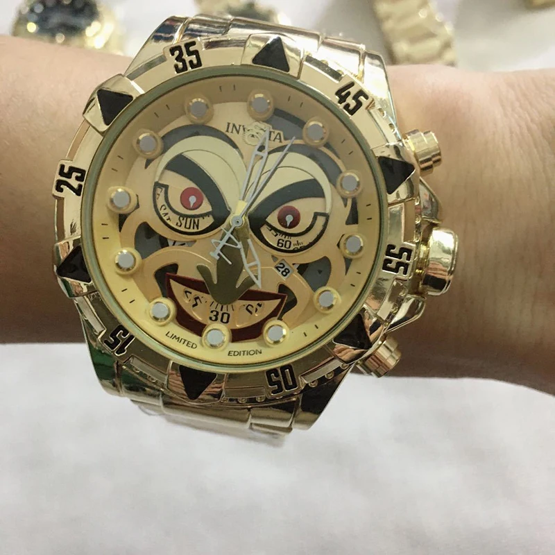 New steel rope clown steel belt men's quartz watch gold fashion casual European and American jewelry couple gifts 