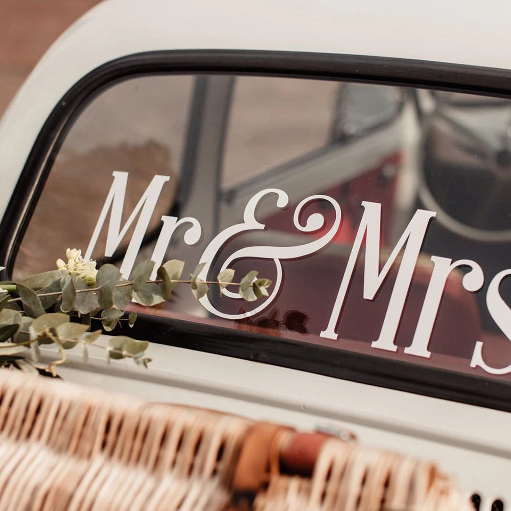 Свадебная Автомобильная виниловая наклейка Mr & Mrs съемная декоративная 2 шт. в