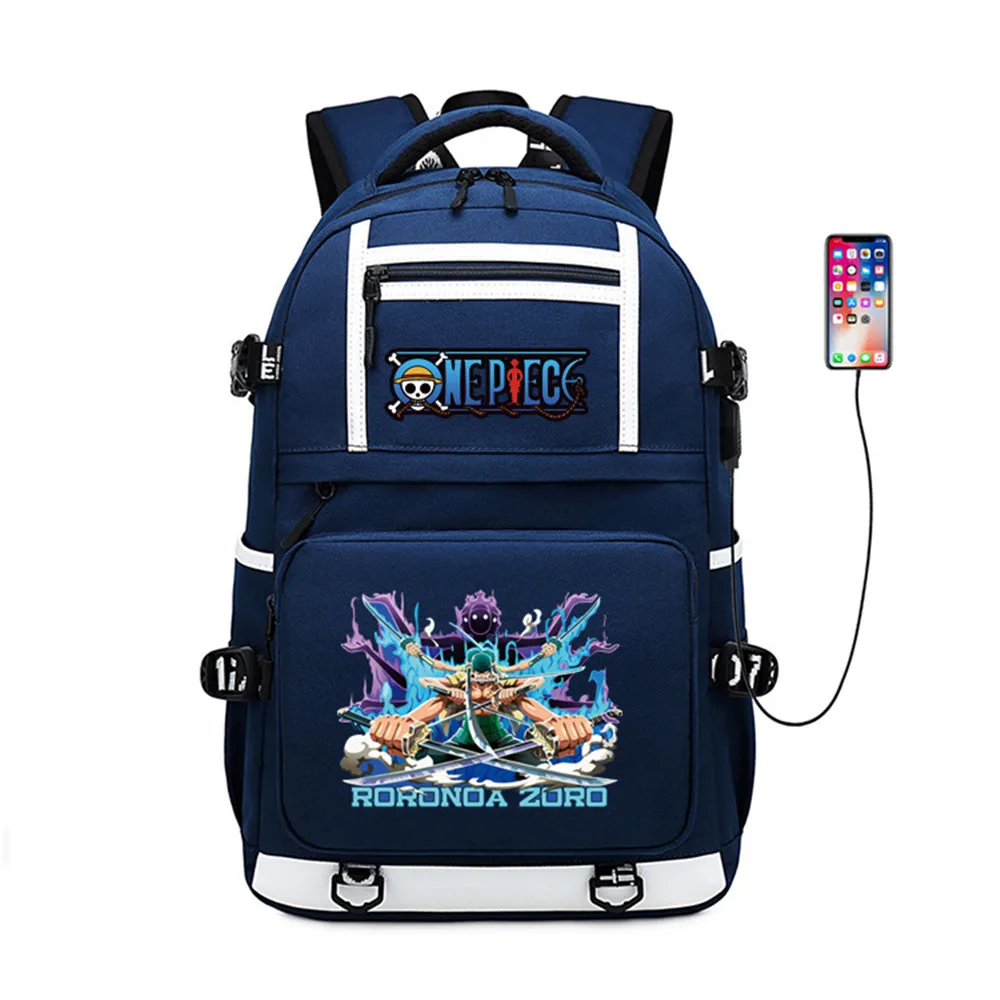 Один Кусок Луффи Зоро косплей Bookbag Оксфорд путешествия рюкзак школьный сумки для девочек подростков зарядка через usb ноутбук рюкзак аниме - Цвет: 8