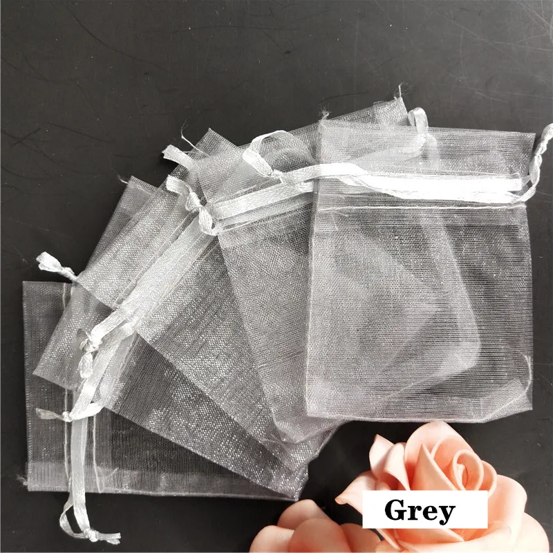 grey Лидер продаж 7x9 см/50 шт./пакет Палочки 19 Цвета для упаковки ювелирных изделий, покетики из органзы, подарочные пакеты и мешки, ювелирные изделия, упаковочные сумки 7ZSH312 - Цвет: grey