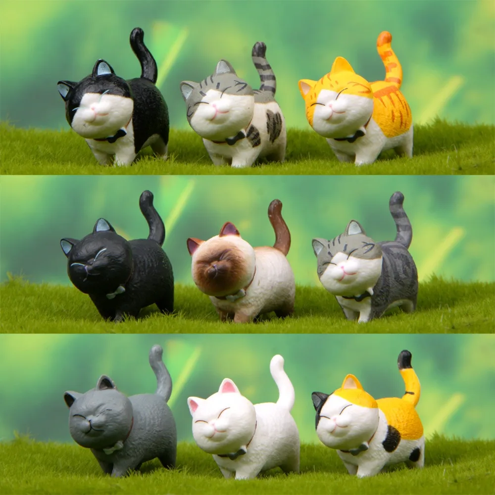 Cute Cat Series Ornaments For Home Decoration Mini Funny Animal Craft  Figurine Landscape Miniature Garden Pot Fairy Decor