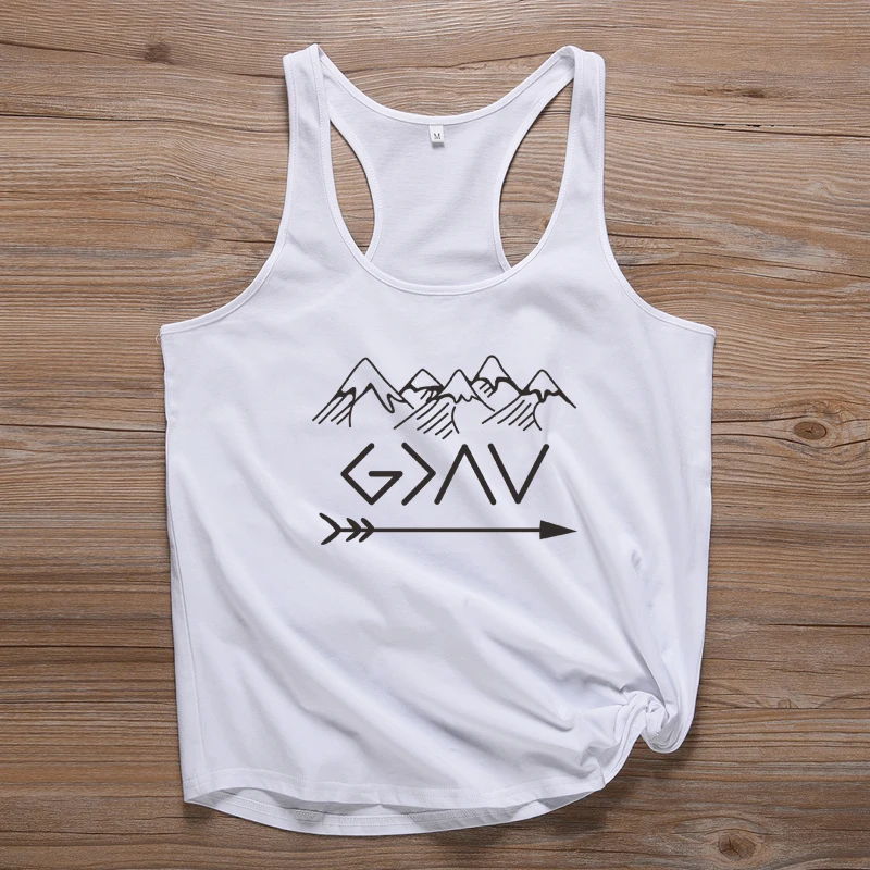God Is Greater Than The Highs and low Женские христианские безрукавки верим Иисусу футболки Унисекс горы вера графические майки