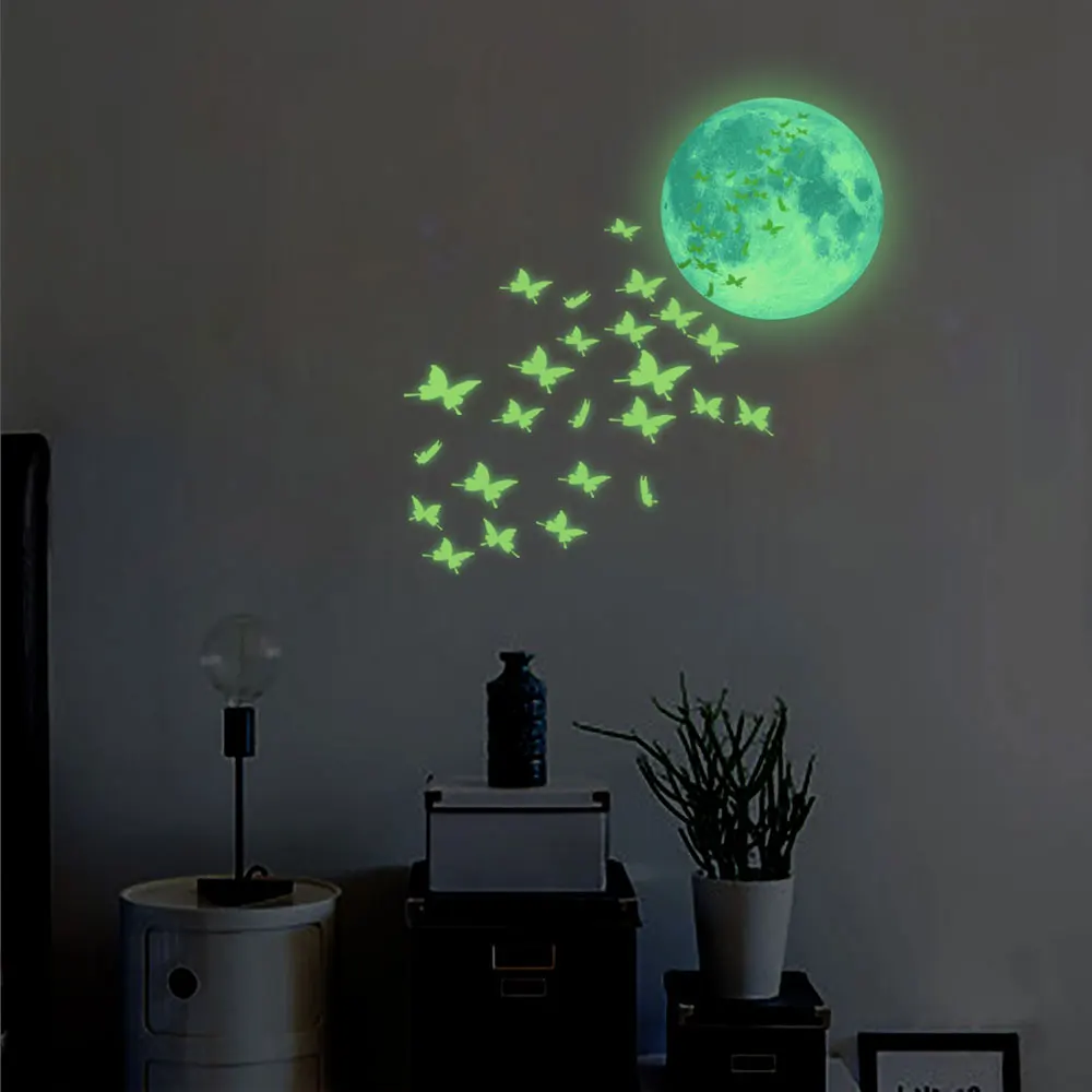 Glow In The Dark Butterfly Stars 3D Wall Stickers Luminous Removable Jian 