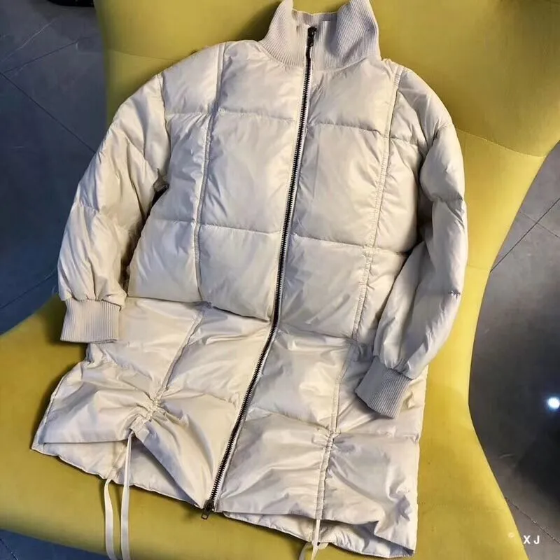 Down Jacket Female Long Parka White Duck Down Coat Autumn and Winter Korean Large Size Thin Loose Down Coat Parka NS1560