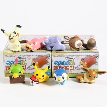 

Anime Cartoon Monsters Mimikyu Eevee Ditto Slowbro Sentret Piplup Natu PVC Figures Toys 8pcs/set