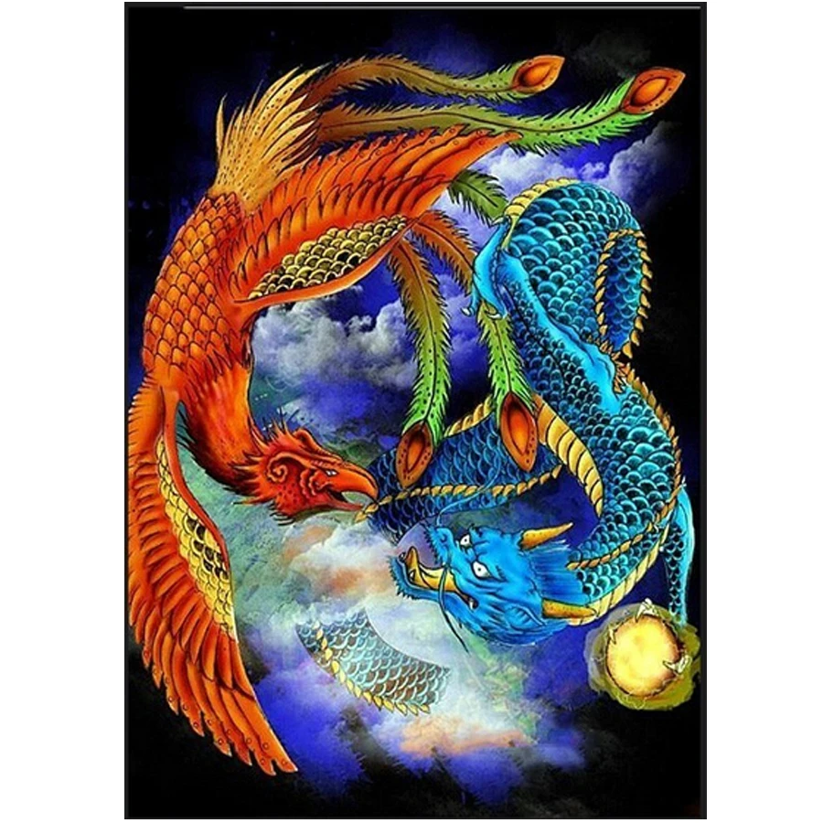 Алмазная живопись Dragon Phoenix алмазная вышивка 5D квадратная/Круглая Мозаика стразы