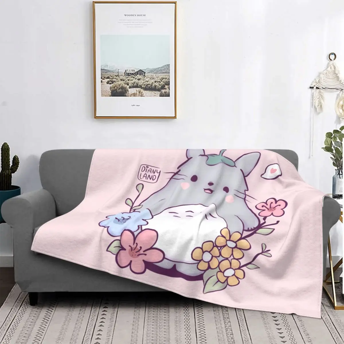 Japanese Anime Cute Totoro Blankets Coral Fleece All Season Multi