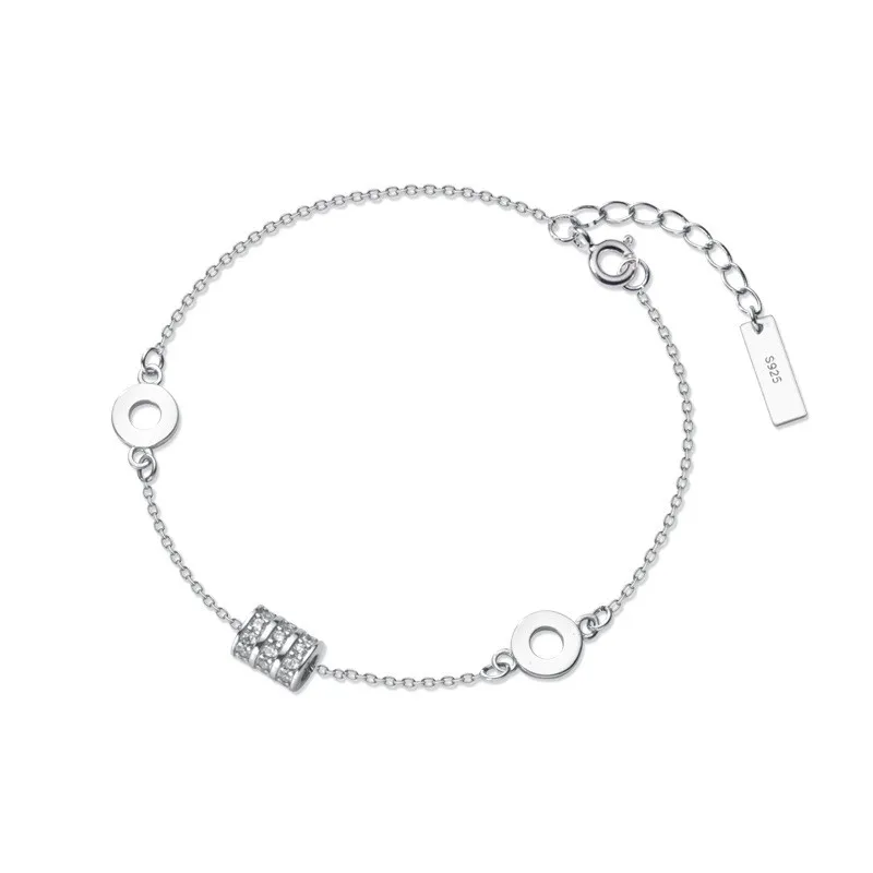 Настоящее 925 пробы, серебряный, полый, Круглый, циркониевый браслет для очаровательных женщин, вечерние, классические, хорошее ювелирное изделие,, аксессуары, подарок