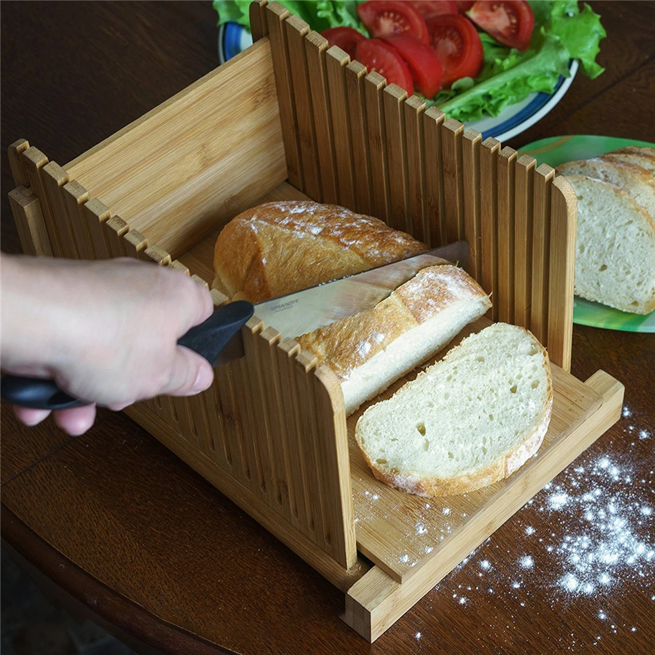 Бамбуковый нож для резки хлеба-Деревянный Резак для домашнего хлеба, буханки, бублики, складные и компактные с крошками