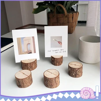 

10pcs Sets Cart Holders Table Number Postcard Stands Pictures Memo Clip Note Photo Clips Rustic Real Wood Wedding Decor