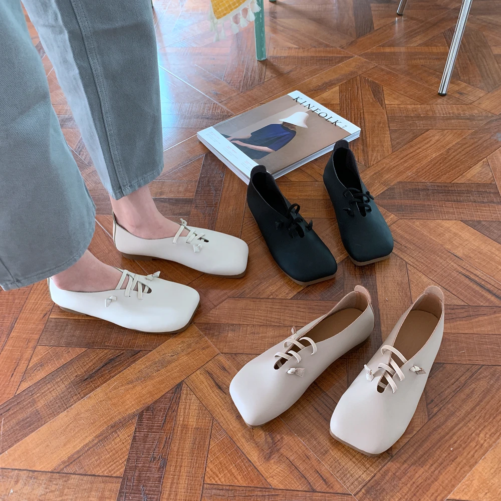 

Spring and autumn new square head flat with shoes zapatos de mujer platform shoes loafers women ladies cute korean shoes