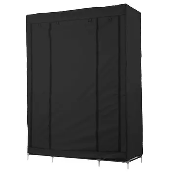 

Triple Open Canvas Wardrobes Clothing Closet Cupboard Hanging Clothes Storage Cabinet Dustproof Moistureproof Shelves Organizer