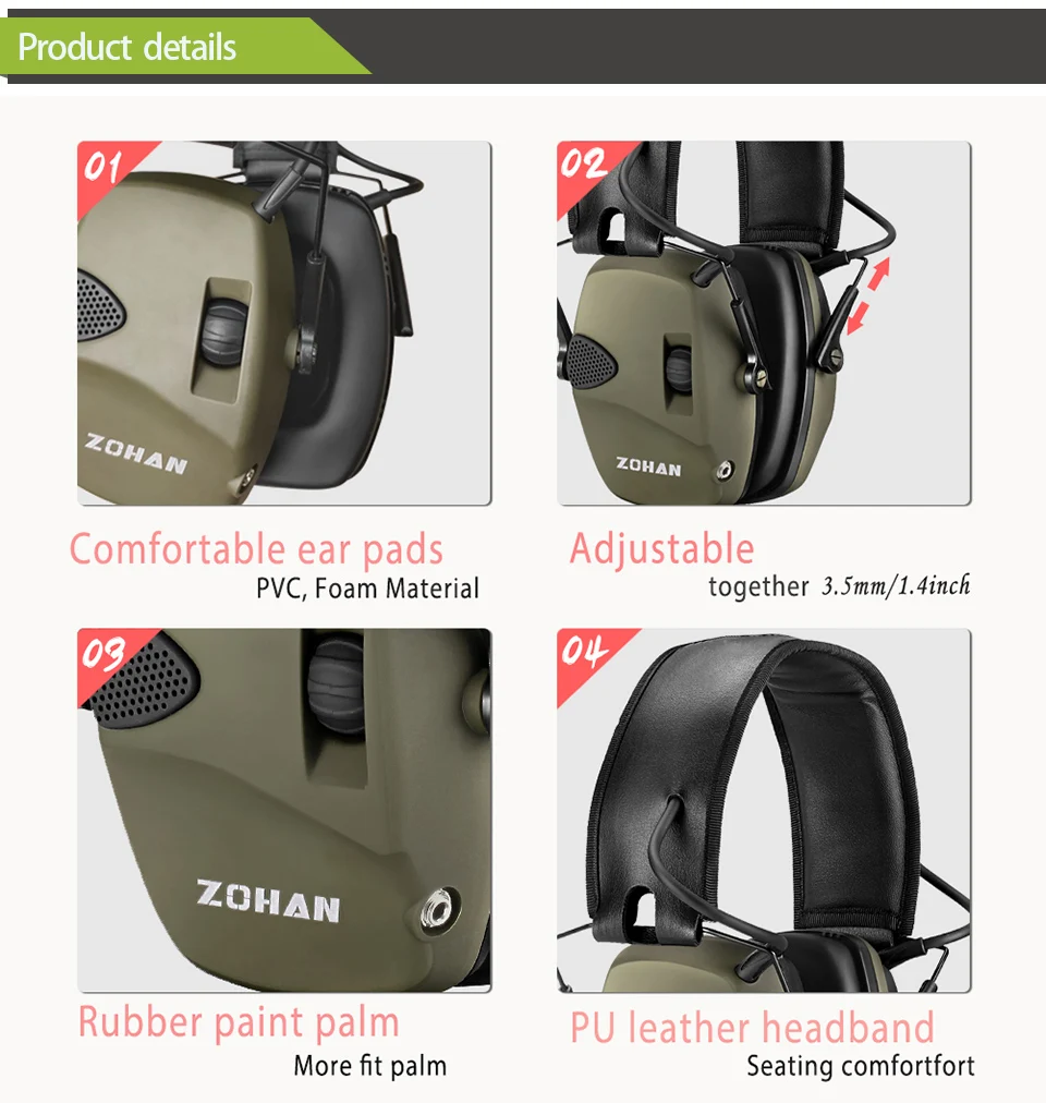 Zohan earmuff eletrônico nr2db caça earmuffs tiro