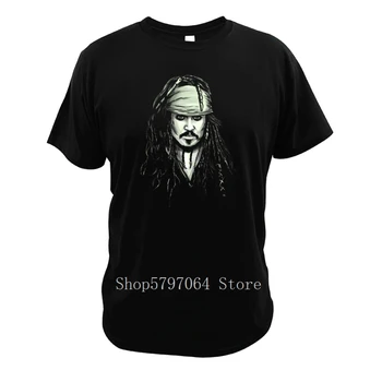 

Pirates Of The Caribbean T Shirt Jack Sparrow Cool Character Size 3XL Camiseta Ocean Story Action Movie Tshirt