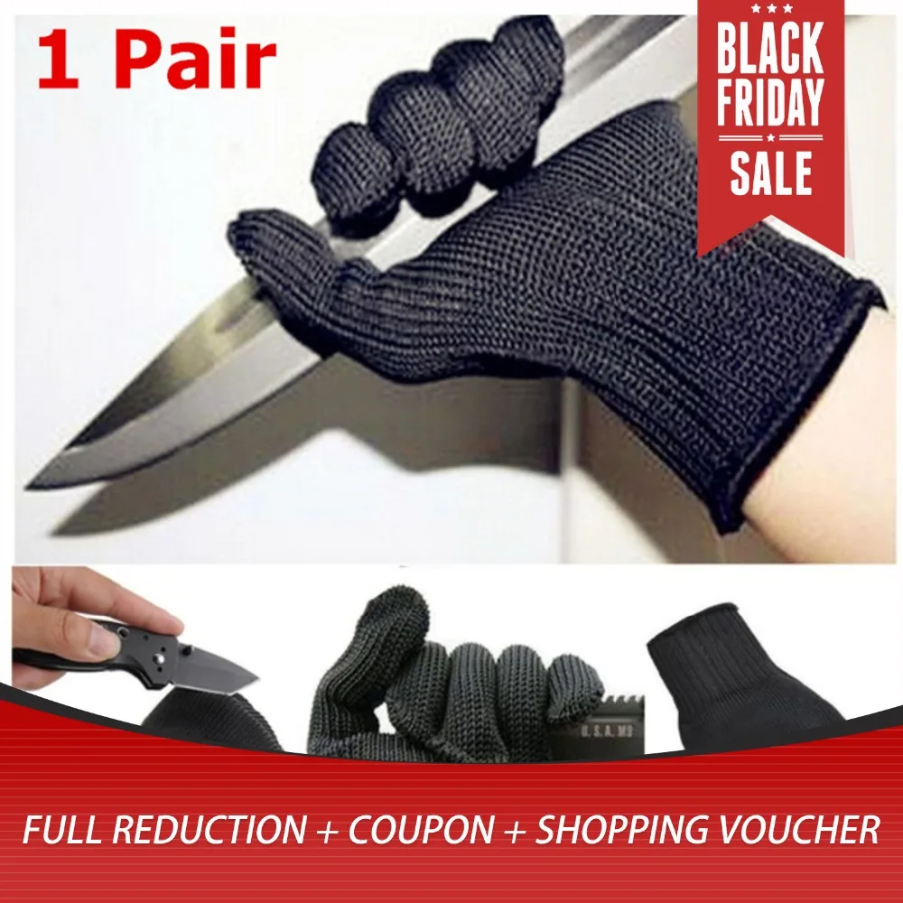 

1 Pair Anti-cut gloves Soft Stainless Steel Wire Cut Resistant Anti-static Gloves Safety Protective Metal Mesh Gloves