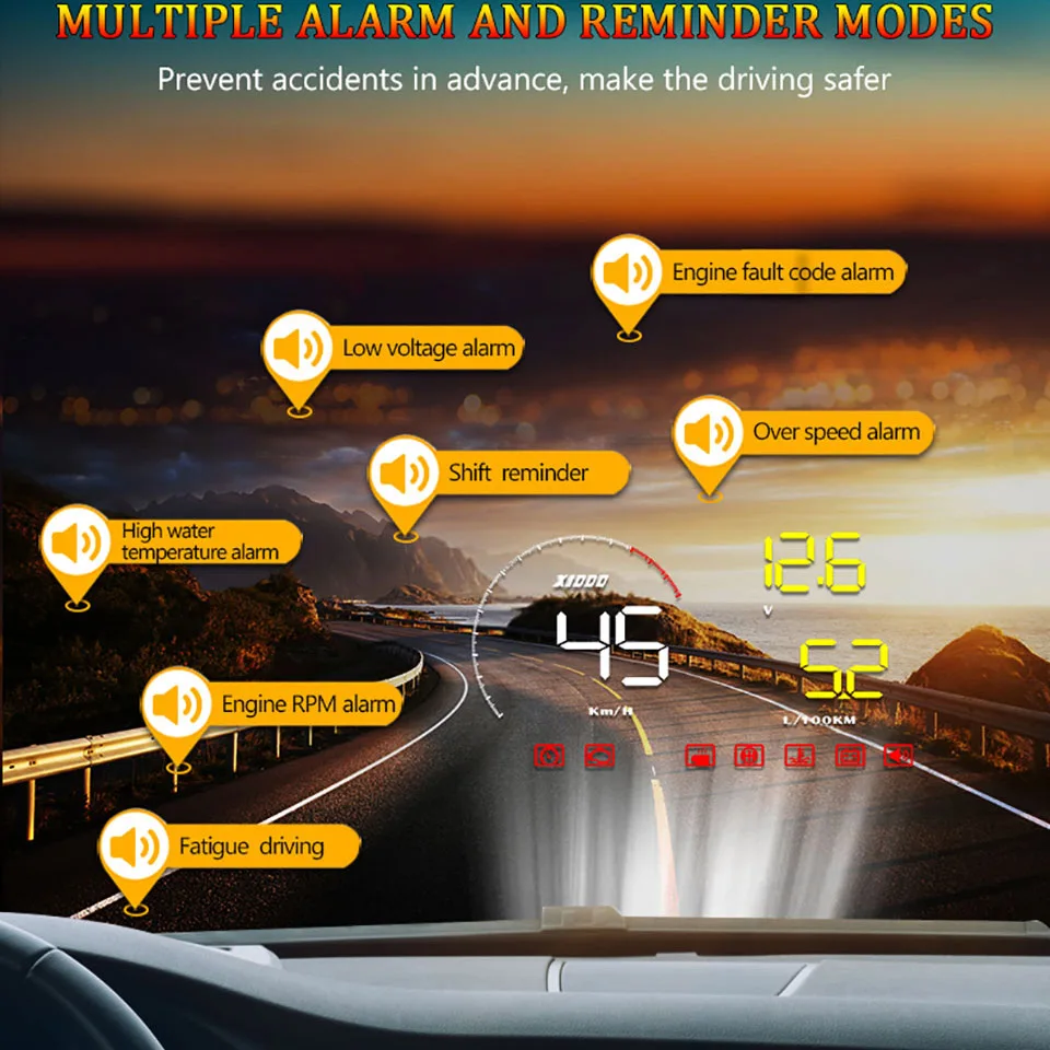 Smart Hud Display A9 Large Screen Car Monitor Hud Head Up Display Reflector Projector