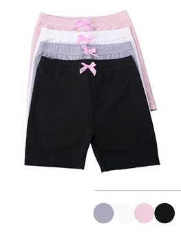 

2Y-7Y 4PC Three-point leggings Modal safety pants anti-glare pants bow shorts Toddler Children Kid Baby Girls Solid Bow Safety