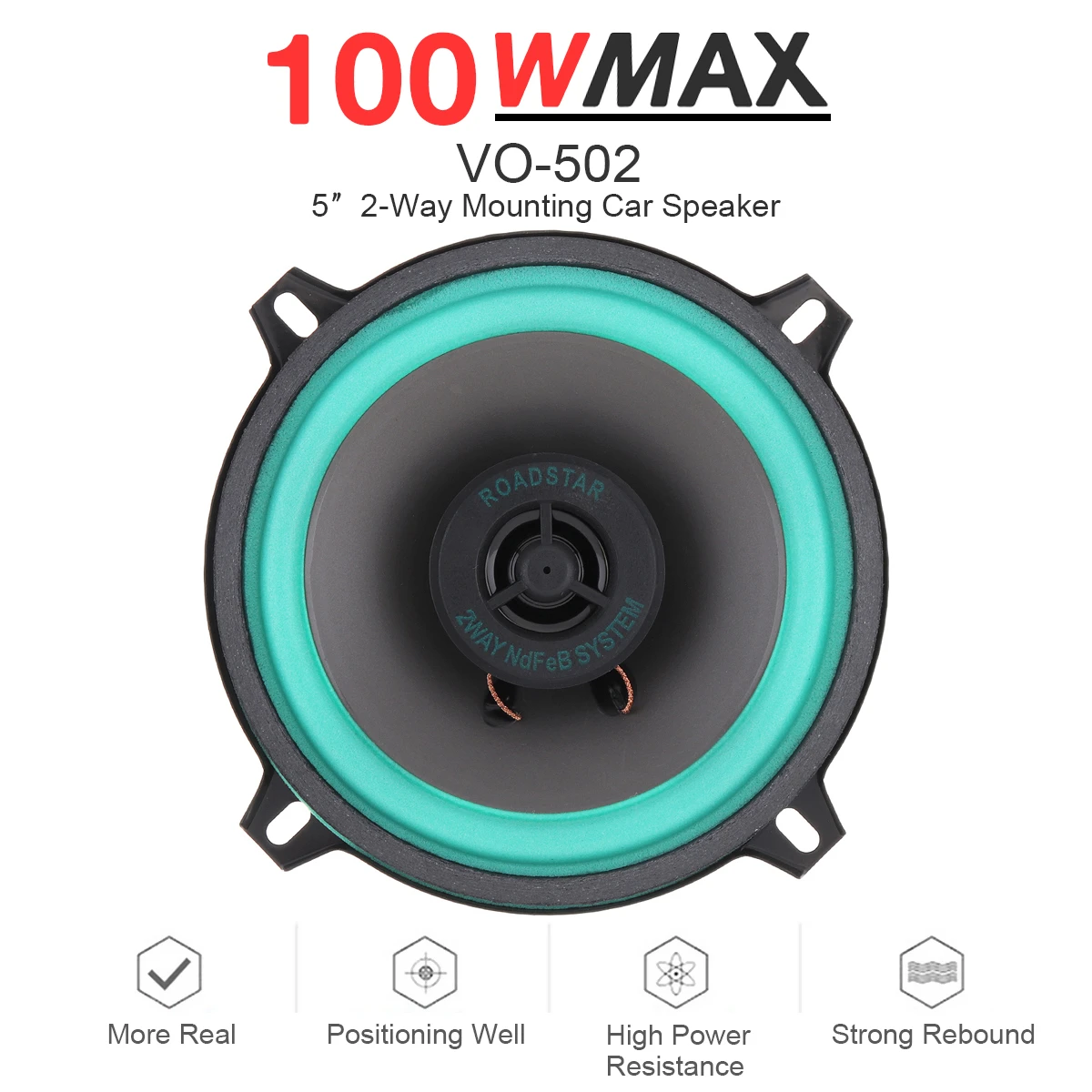 1pc 5 Inch 100w Car Hifi Coaxial Speaker Universal Auto Audio Music