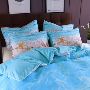 

New Comforter Bedding Sets Beach Starfish Bed Cover Bed Sheets And Pillowcases Bed Linen Set Soft Bedding Set