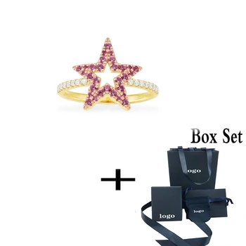 

Fashion Moroccan Jewelry New Fuchsia Star Ring Gold Exquisite Star Decoration Female Engagement Ring Romantic Jewelry Gift