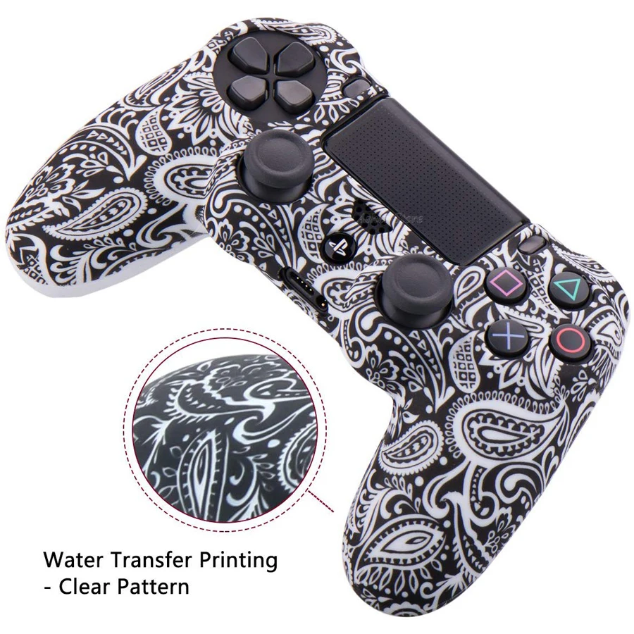 PS4 контроллер силиконовый чехол водонепроницаемый печать цветы защита для кожи Игровая приставка Сони 4 PS 4 Dualshock 4 геймпад