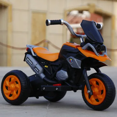 Детский Электрический мотоцикл трицикл зарядки автомобиля с легкой музыкой электрический автомобиль для детей езда на мальчиков Игрушка для 1-2-6 лет - Цвет: Electric orange