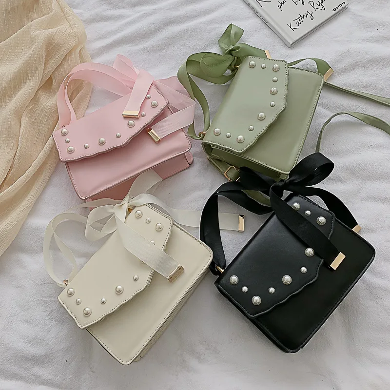 

Small Bag Women's 2019 New Style Fashion Korean-style Versatile Textured Shoulder Bag Chain Bag Pearl Fashion Handbag