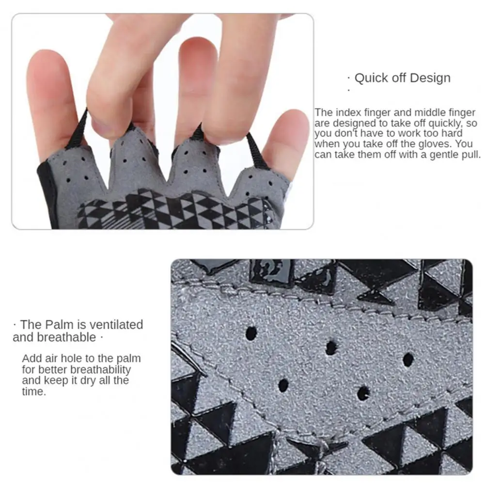 Sport Gloves 1Pair Men Cycling Gloves Thick Anti-Slip Half Finger Gloves Mittens for Gym Breathable Climbing Wear-Resistant