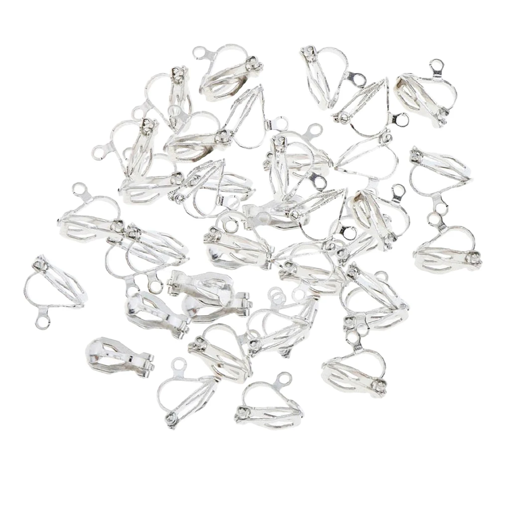 50pcs Silver Earrings Parts Clip On Earrings Findings For Jewelry Accessory
