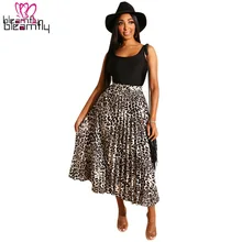 Новая зимняя Женская Осенняя леопардовая расцветка, высокая талия, длина до середины икры, плиссированные юбки, винтажная Классическая плиссированная юбка