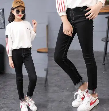 7106 jeans Коллекция года, Осенняя детская одежда джинсы для девочек повседневные тонкие джинсы для маленьких девочек, джинсы для крупных детей длинные штаны - Цвет: 7106 jeans