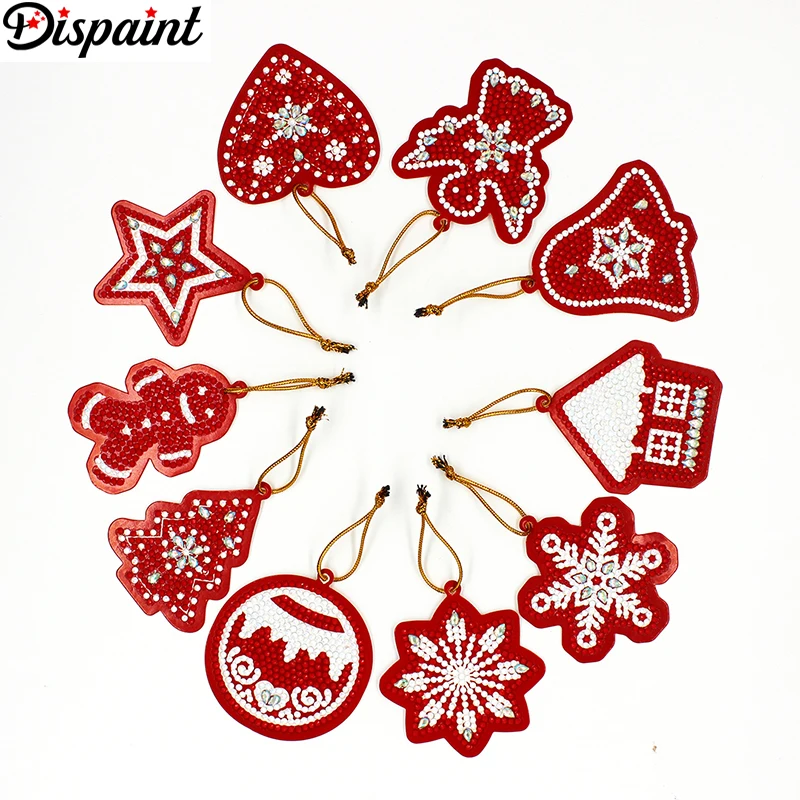 Dispaint 10 шт. DIY бриллиантовый рисунок Рождество дерево кулон сверла специальной формы рождественская Алмазная вышивка украшения для дома