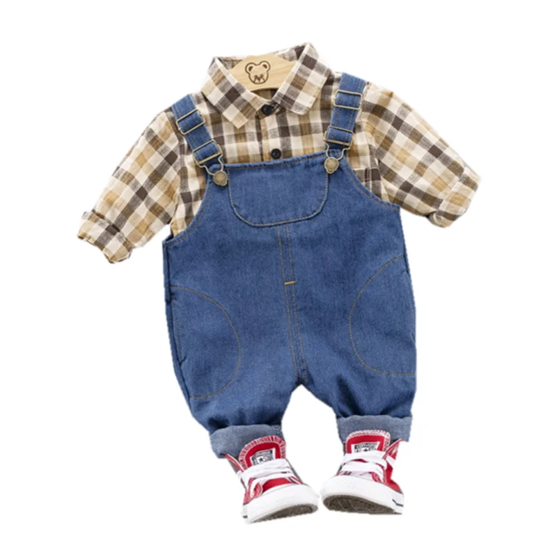 

New Spring Autumn Baby Boys Clothes Suit Children Cotton Shirt Overalls 2Pcs/set Toddler Gentleman Costume Infant Kids Tracksuit