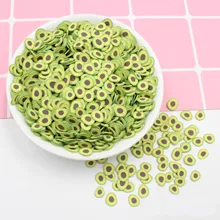 10g/Pack Avocado Slices Slime Supplies Toy Polymer Clay Fimo Fruit Slices Charms Accessories Addition For Fluffy Clear Slime