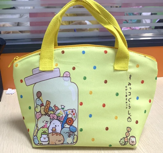 San-X Corner Bio аниме мультфильм печатных холст милый сохранение тепла Tote еда пикника сумки на молнии Ланч сумка для детей сумки - Цвет: 15